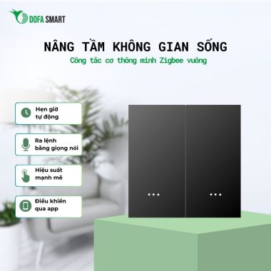 Công tắc cơ Zigbee DOFA SMART thông minh màu đen 2 nút