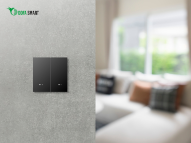 Công tắc cơ Zigbee DOFA SMART thông minh màu đen 2 nút