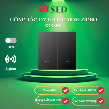 Công tắc cơ Zigbee DOFA SMART thông minh màu đen 2 nút