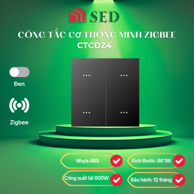 Công tắc cơ thông minh Zigbee DOFA SMART màu đen 4 nút