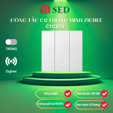 Công tắc cơ Zigbee DOFA SMART thông minh màu trắng 3 nút