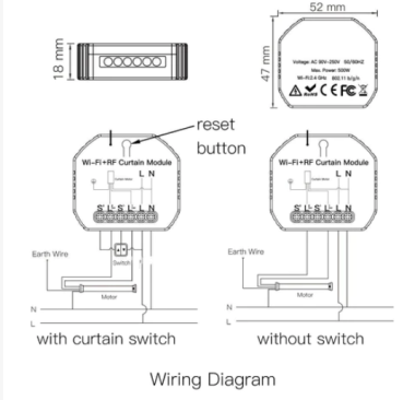 Mô-đun WRM-108-MS chuyển đổi rèm thông minh WiFi DIY RF433