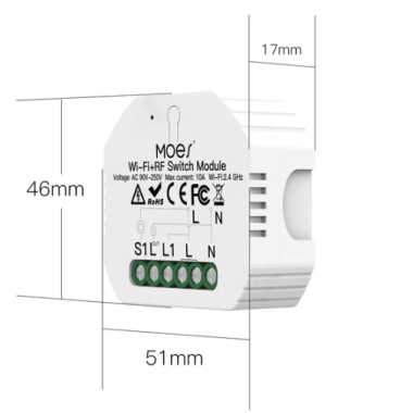 Mô-đun B-TDA9-RCW- E27 chuyển tiếp WiFi Mini DIY của Moes