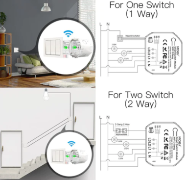 Mô-đun WM-104D-MS 2 chiều công tắc đèn thông minh WiFi 3 4 Gang