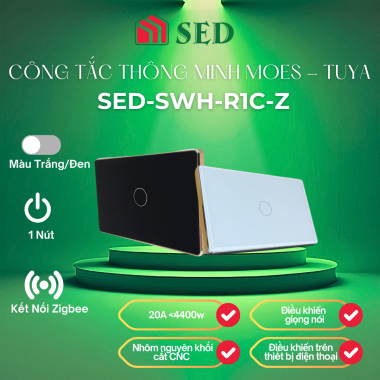 Công tắc thông minh Tuya Zigbee công suất cao viền nhôm cao cấp 20A 4400W