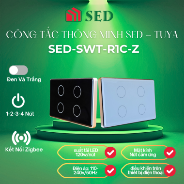 Công tắc thông minh Zigbee Tuya viền vàng