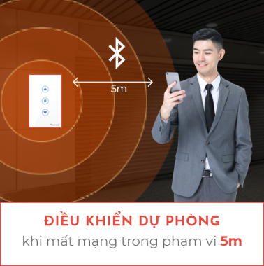 Công tắc cửa cuốn không viền trắng VCN-WSRGC Vconnex