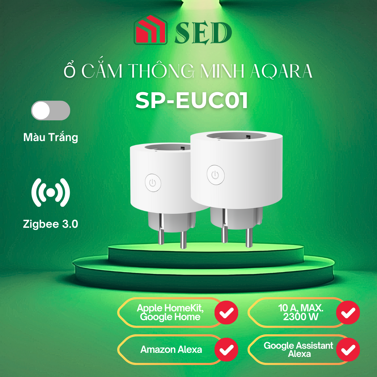 Ổ cắm thông minh Aqara bản EU kết nối Zigbee 3.0