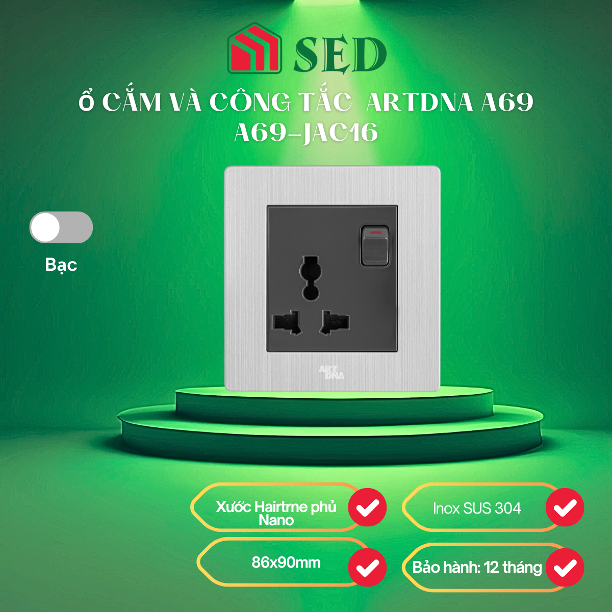 Ổ cắm và công tắc  ARTDNA A69 A69-JAC16