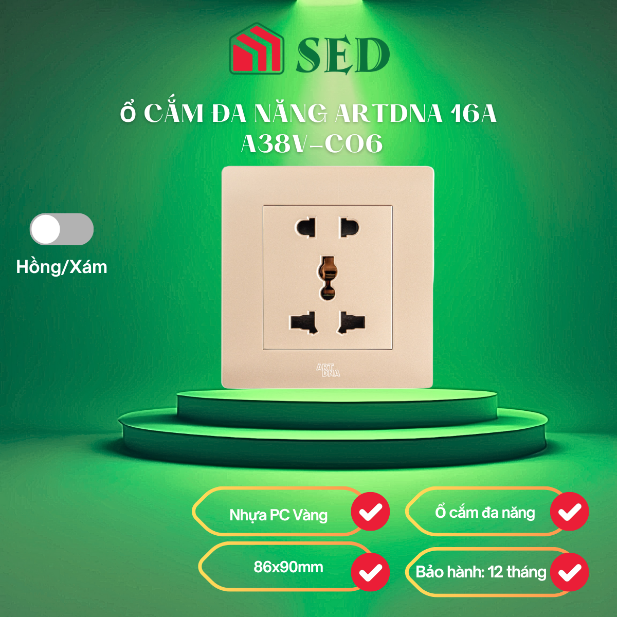 Ổ cắm đa năng ARTDNA 16A  A38V-C06