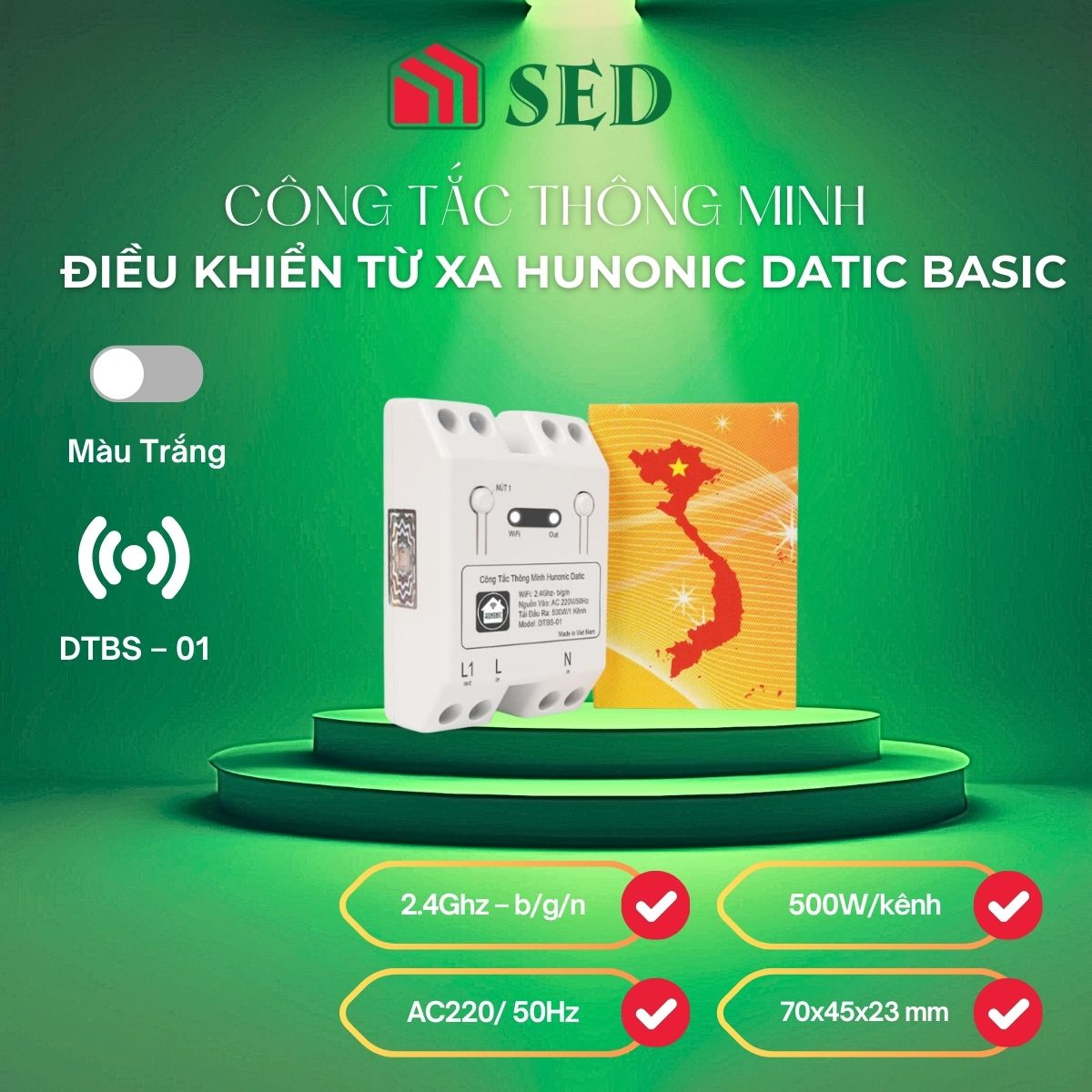 Công Tắc Thông Minh điều khiển từ xa Hunonic Datic Basic