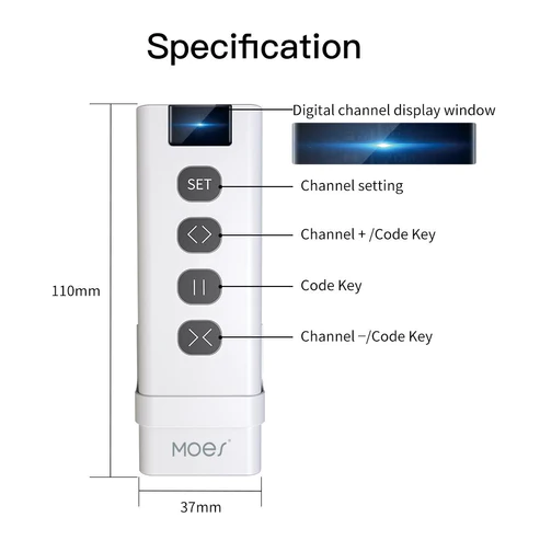 Điều khiển YK2169 từ xa máy phát RF433 thông minh cho rèm Moes