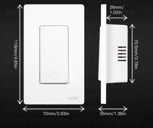 Công tắc WS-SR-US2P-T-WH-MS WIFI thông minh MOES Star Ring