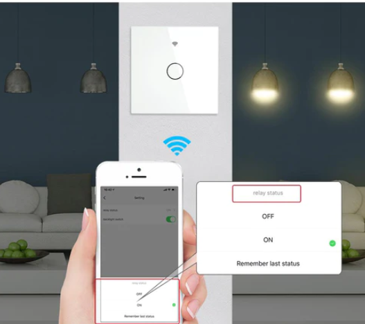Công tắc đèn WRS-EU1-WH-MS WiFi RF433 2 chiều