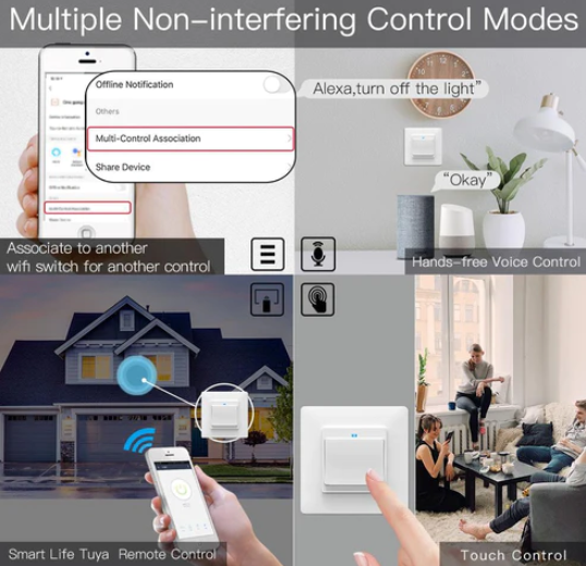 Công tắc thông minh WS-Y-EU2-WH-MS nút nhấn nhẹ Hoa Kỳ