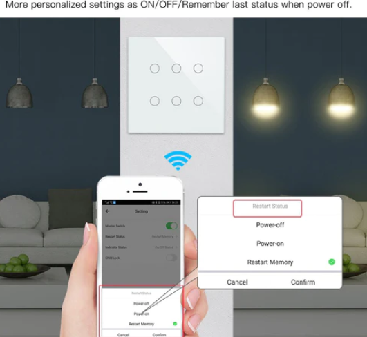 Công tắc đèn WS-BR6-WH-EN thông minh WiFi RF433