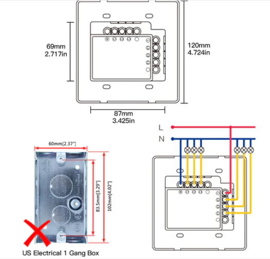 Công tắc đèn WS-BR6-WH-EN thông minh WiFi RF433