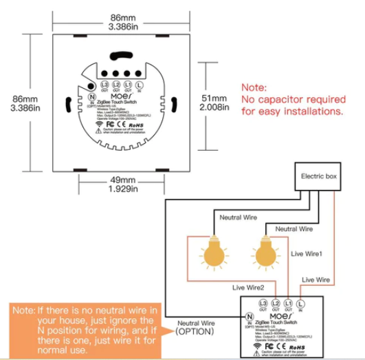 Công tắc ZS-EU1-WH-MS cảm ứng ZigBee