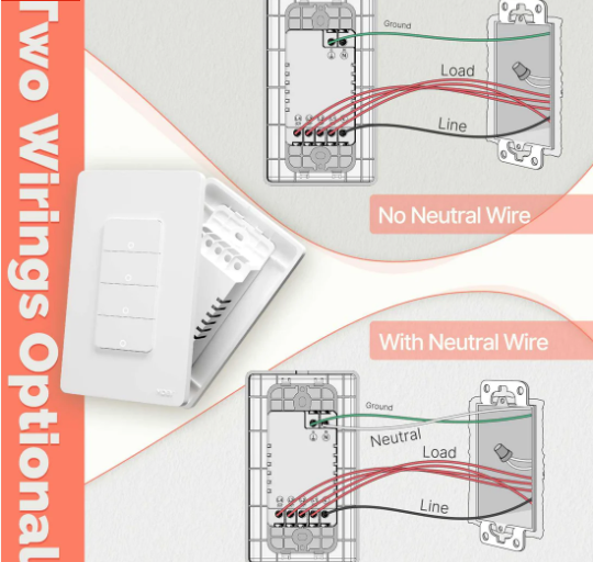 Công tắc thông minh Tuya Zigbee mặt kính cảm ứng Mặt Chữ Nhật