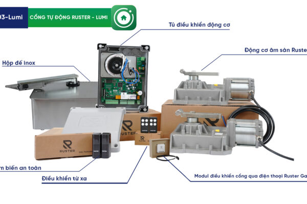 Cổng tự động âm sàn Ruster – Lumi 24V 600kg/cánh