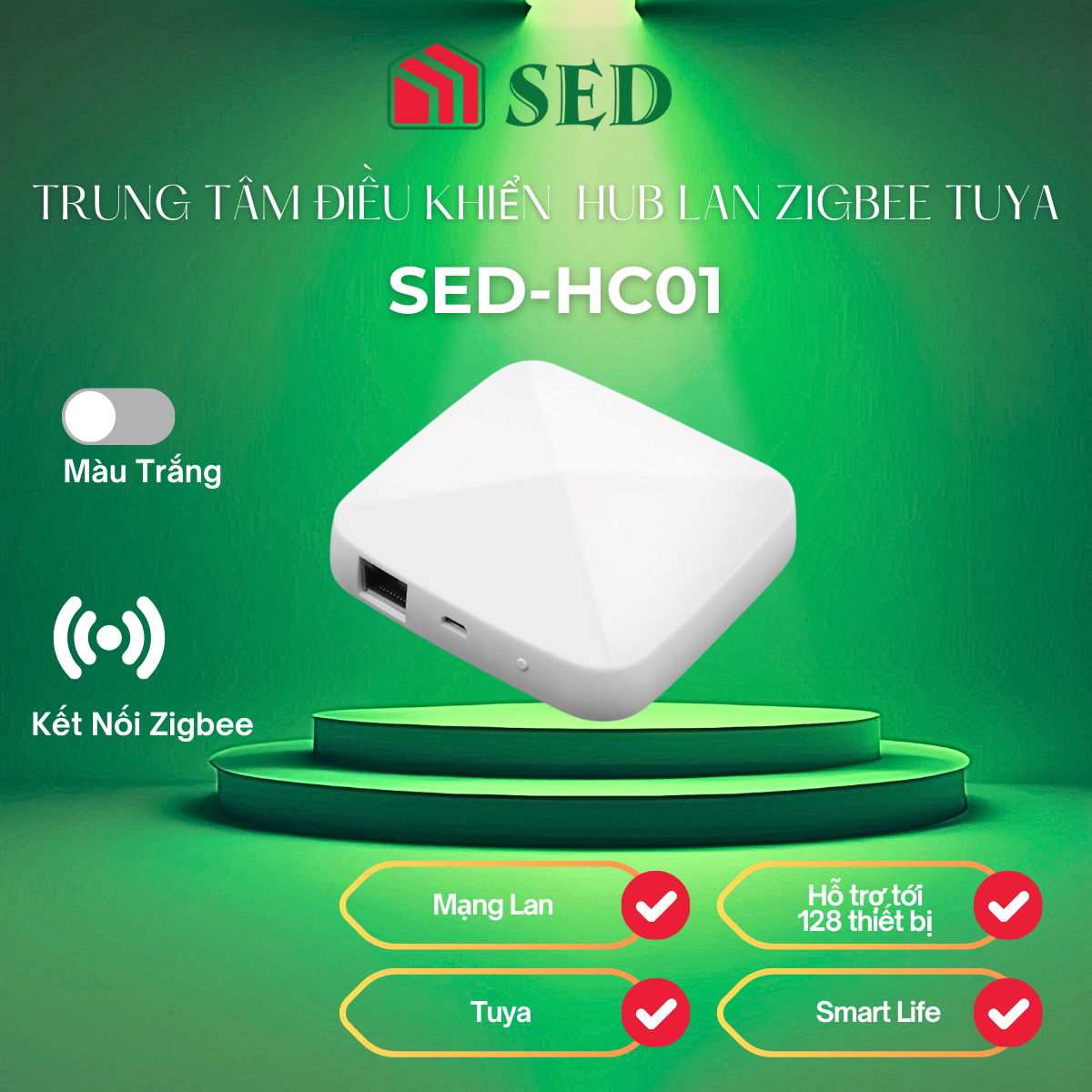 Trung tâm điều khiển nhà thông minh Hub LAN Zigbee Tuya